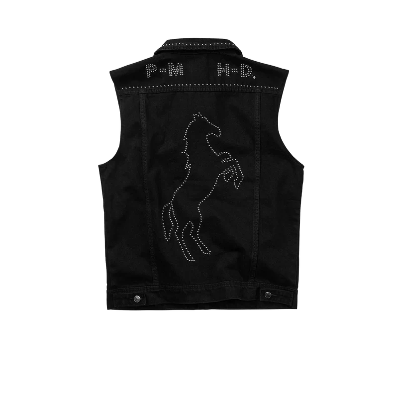 Post Malone x H-D Studded Horsepower Slim Fit Denim Vest Post Malone Official Shop