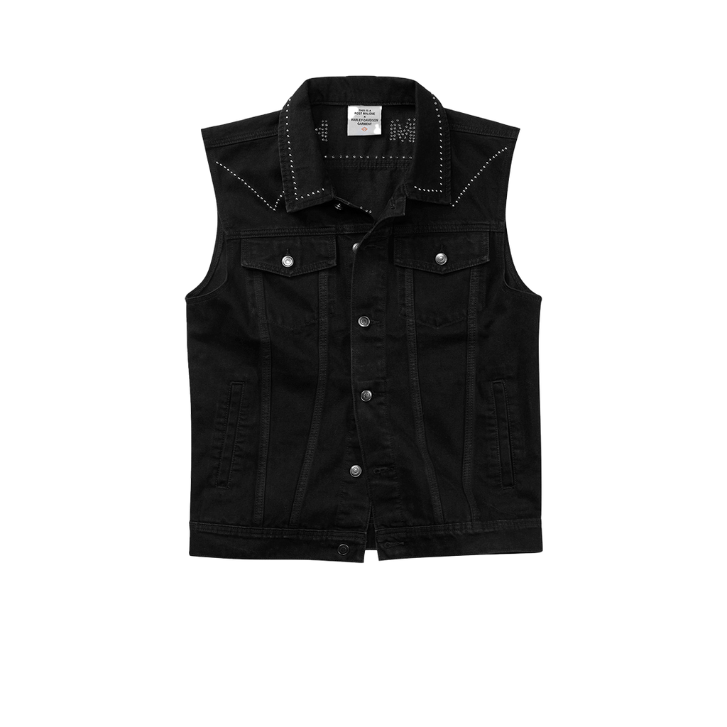 post malone x h-d studded horsepower slim fit denim vest