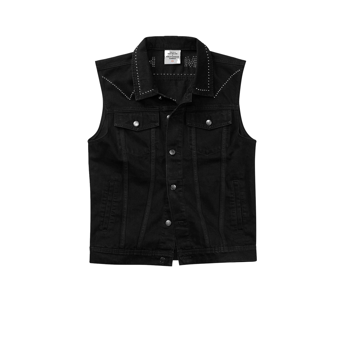 post malone x h-d studded horsepower slim fit denim vest