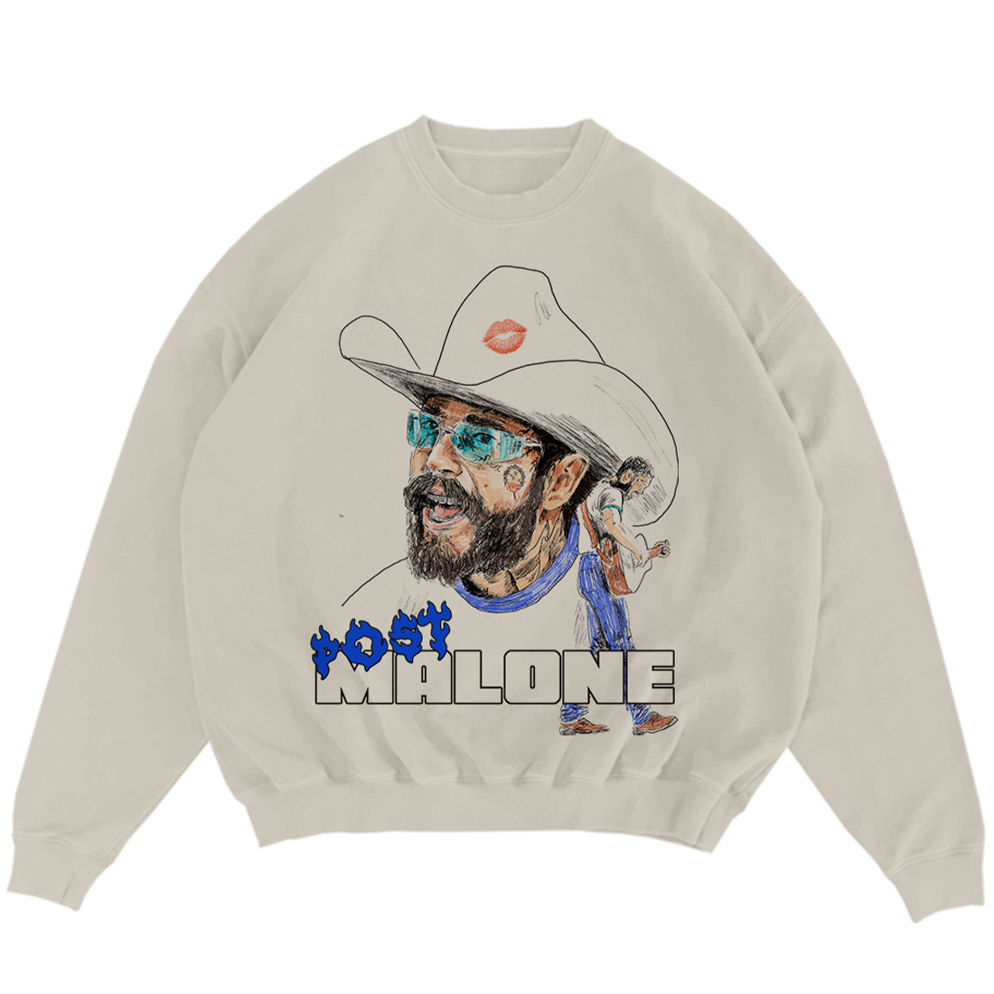 Post Malone Blue Flame Crewneck