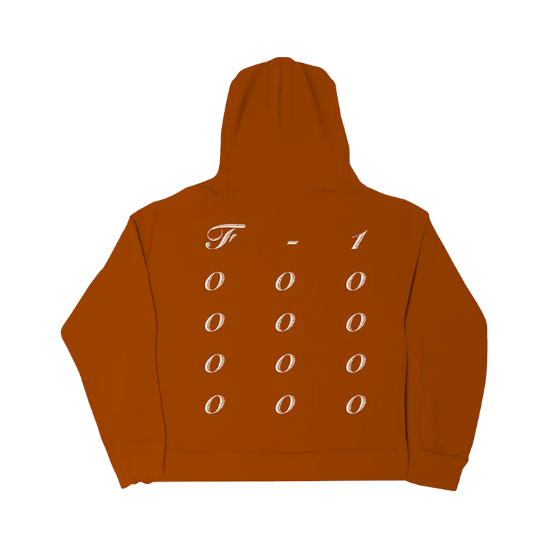 Brown 'Twelve Zeros' hoodie featuring white text and design on the back with Post Malone branding.